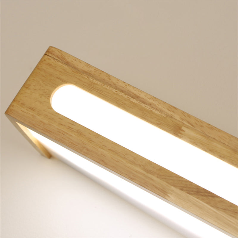 Vierkante vorm houten wand sconce moderne stijl 1 licht spiegel wandmontage verlichting in bruin