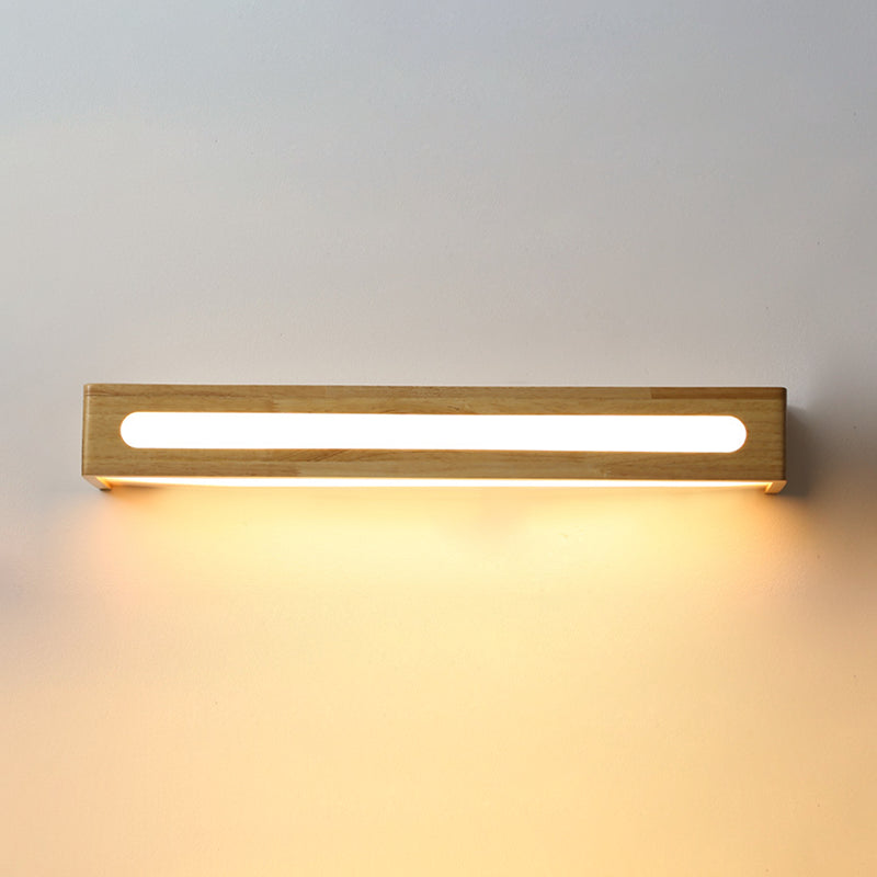 Vierkante vorm houten wand sconce moderne stijl 1 licht spiegel wandmontage verlichting in bruin