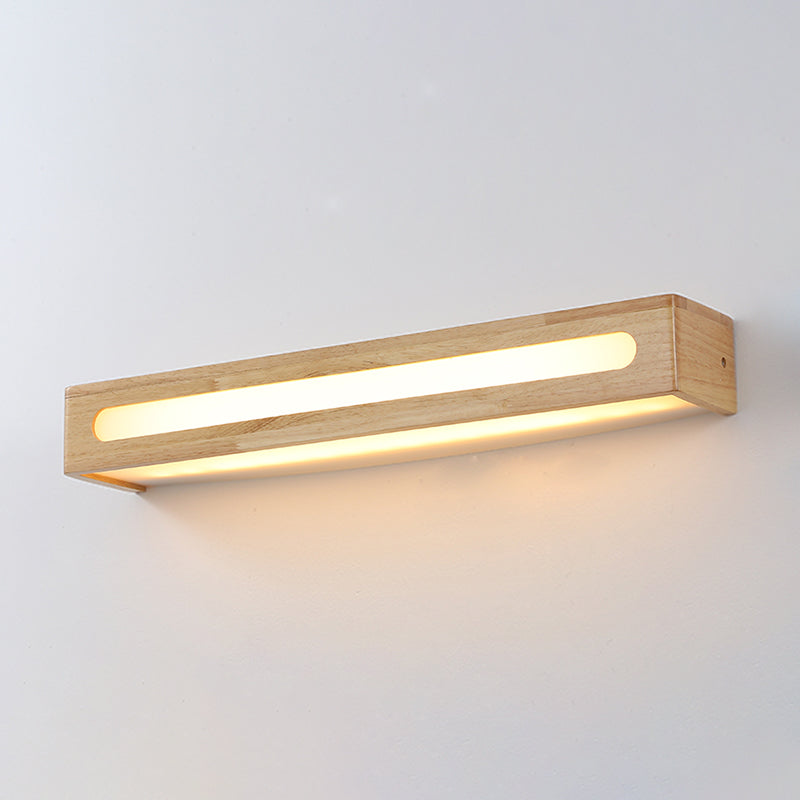 Vierkante vorm houten wand sconce moderne stijl 1 licht spiegel wandmontage verlichting in bruin