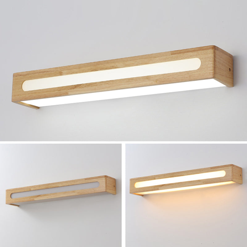 Vierkante vorm houten wand sconce moderne stijl 1 licht spiegel wandmontage verlichting in bruin