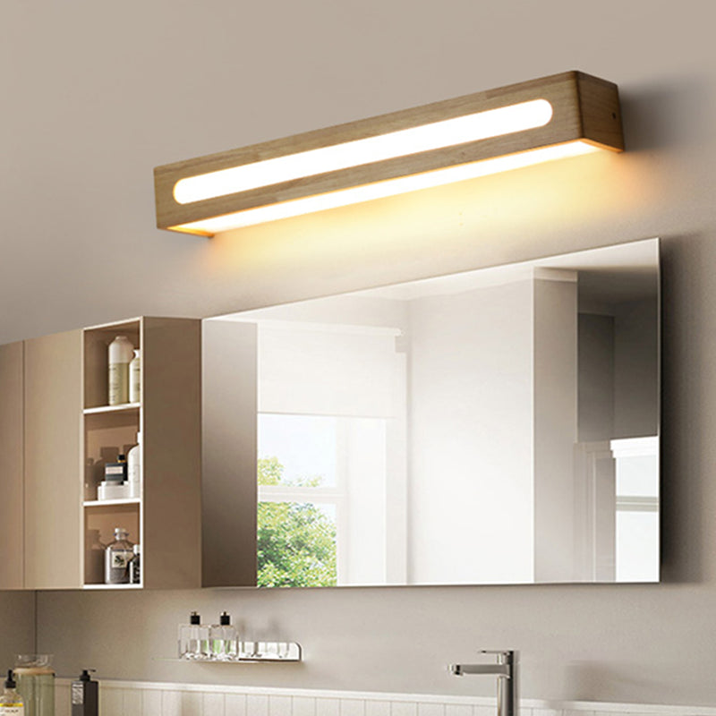 Vierkante vorm houten wand sconce moderne stijl 1 licht spiegel wandmontage verlichting in bruin