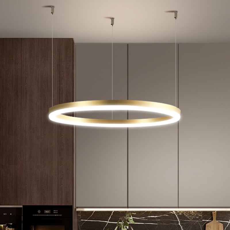 Contemporary Circle Shape Pendant Chandelier Metal 1-Light Pendant Lighting in Gold