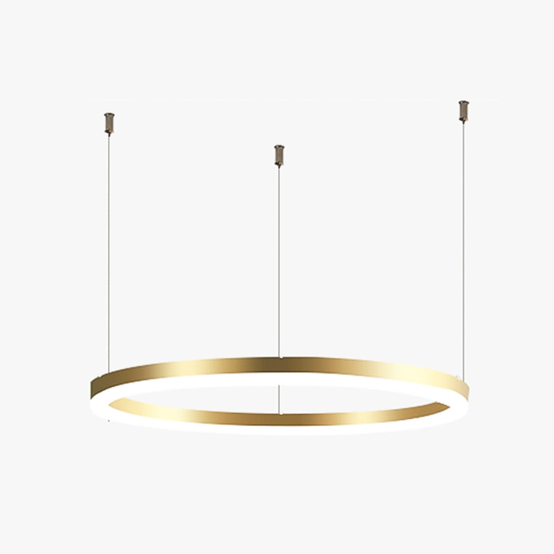 Contemporary Circle Shape Pendant Chandelier Metal 1-Light Pendant Lighting in Gold