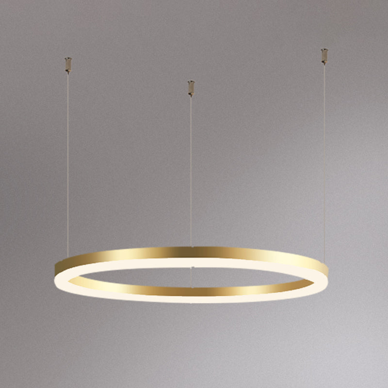 Contemporary Circle Shape Pendant Chandelier Metal 1-Light Pendant Lighting in Gold