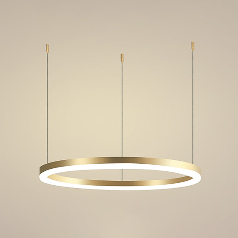 Contemporary Circle Shape Pendant Chandelier Metal 1-Light Pendant Lighting in Gold