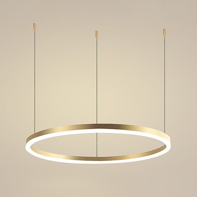 Contemporary Circle Shape Pendant Chandelier Metal 1-Light Pendant Lighting in Gold