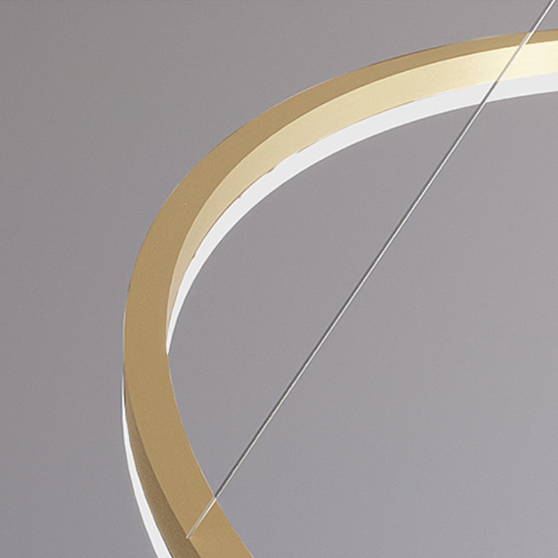 Contemporary Circle Shape Pendant Chandelier Metal 1-Light Pendant Lighting in Gold