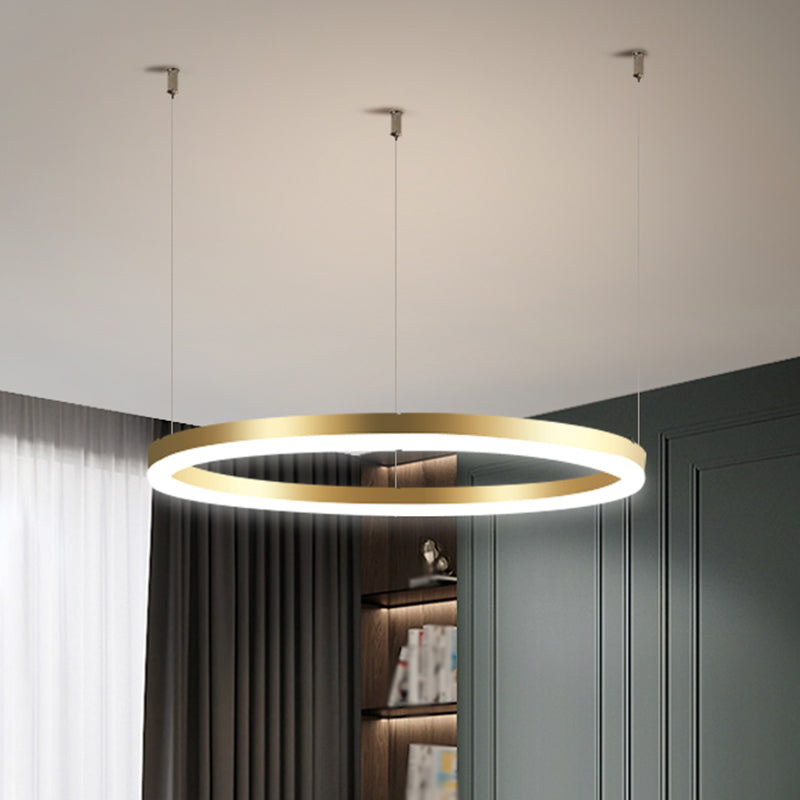Contemporary Circle Shape Pendant Chandelier Metal 1-Light Pendant Lighting in Gold