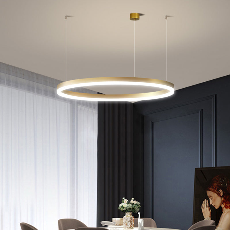 Contemporary Circle Shape Pendant Chandelier Metal 1-Light Pendant Lighting in Gold