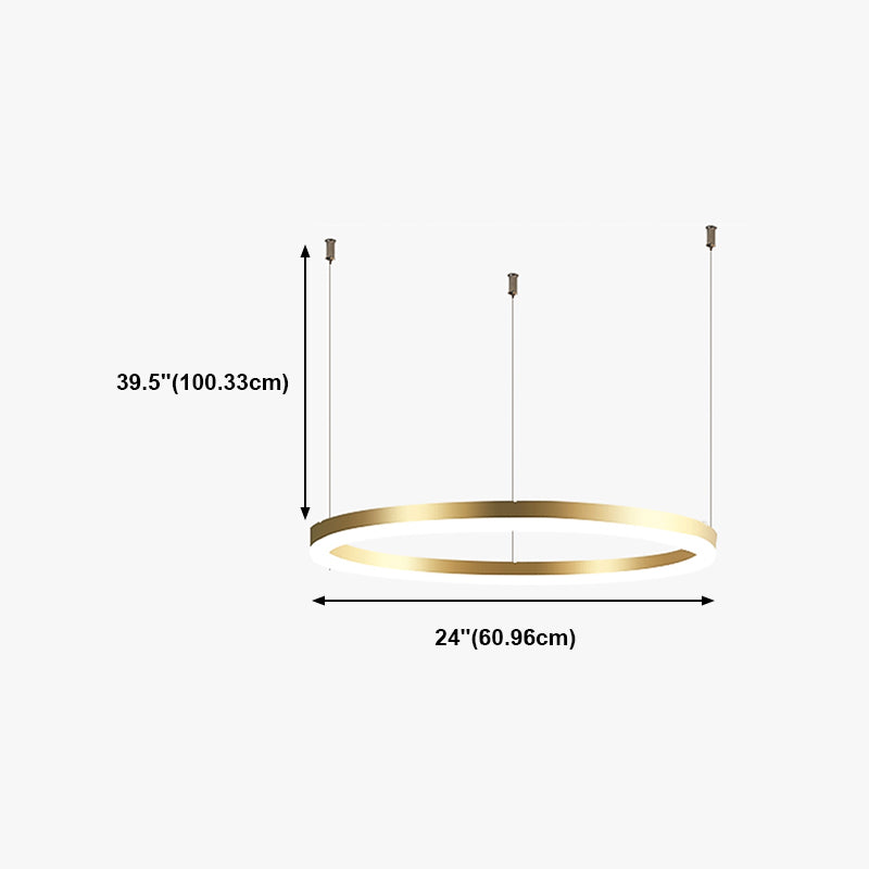 Contemporary Circle Shape Pendant Chandelier Metal 1-Light Pendant Lighting in Gold