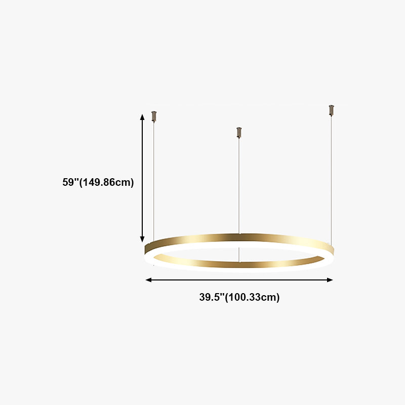Contemporary Circle Shape Pendant Chandelier Metal 1-Light Pendant Lighting in Gold