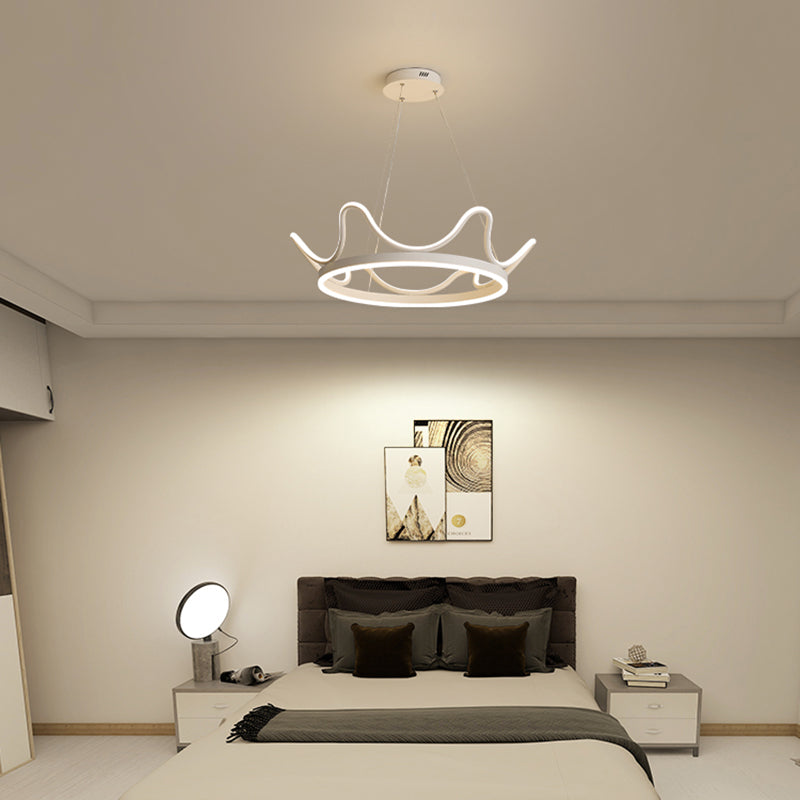 Contemporary Crown Shape Pendant Chandeliers Metal 2 Light Pendant Lighting in White