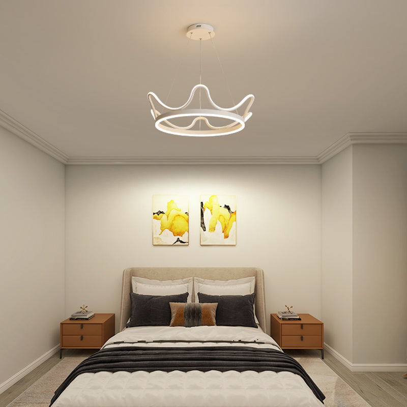 Contemporary Crown Shape Pendant Chandeliers Metal 2 Light Pendant Lighting in White