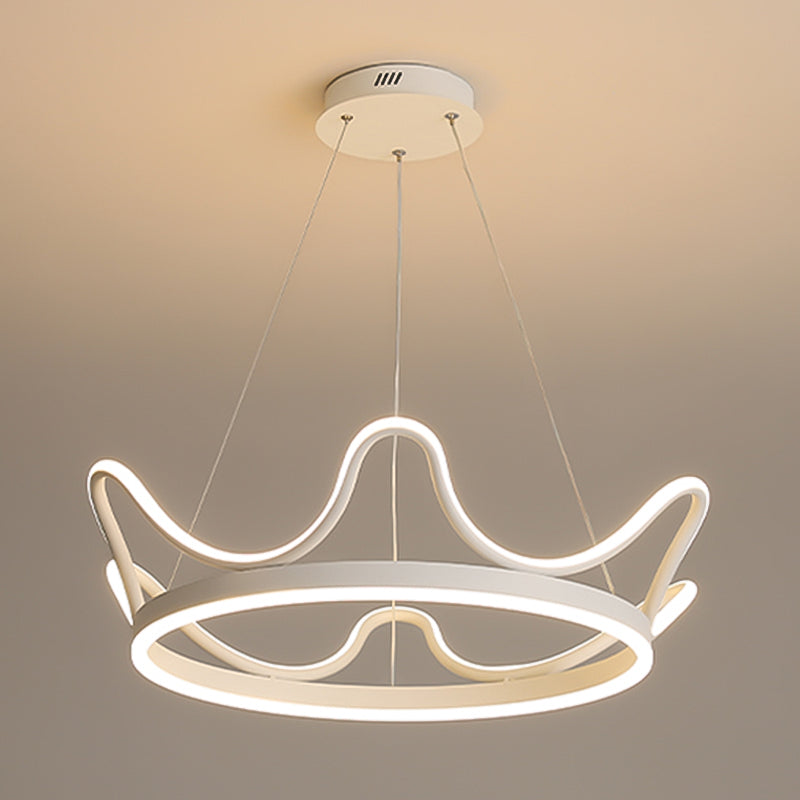 Contemporary Crown Shape Pendant Chandeliers Metal 2 Light Pendant Lighting in White