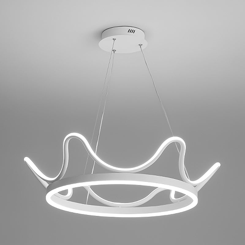 Contemporary Crown Shape Pendant Chandeliers Metal 2 Light Pendant Lighting in White