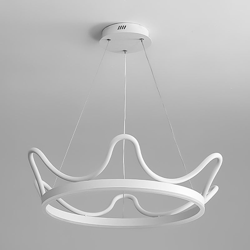 Contemporary Crown Shape Pendant Chandeliers Metal 2 Light Pendant Lighting in White