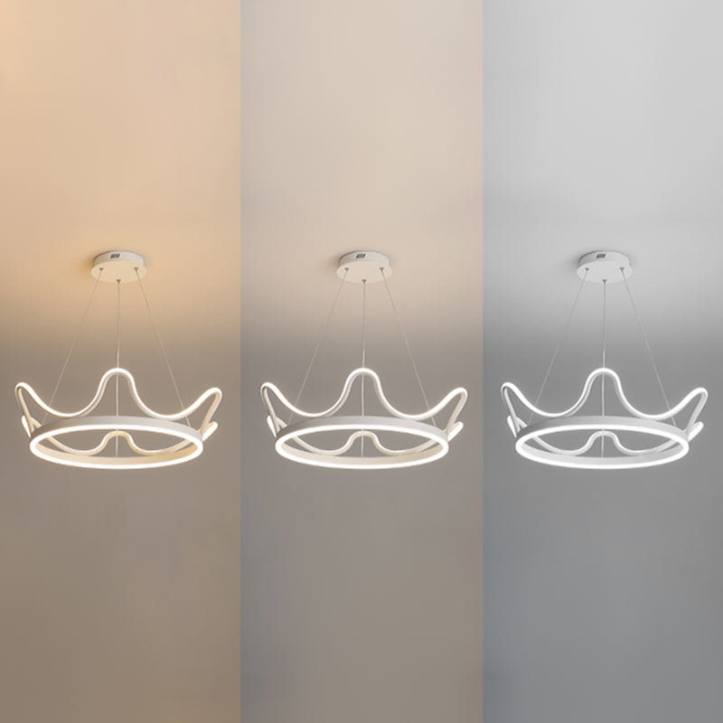 Contemporary Crown Shape Pendant Chandeliers Metal 2 Light Pendant Lighting in White