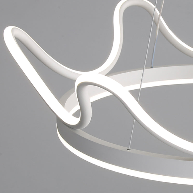 Contemporary Crown Shape Pendant Chandeliers Metal 2 Light Pendant Lighting in White