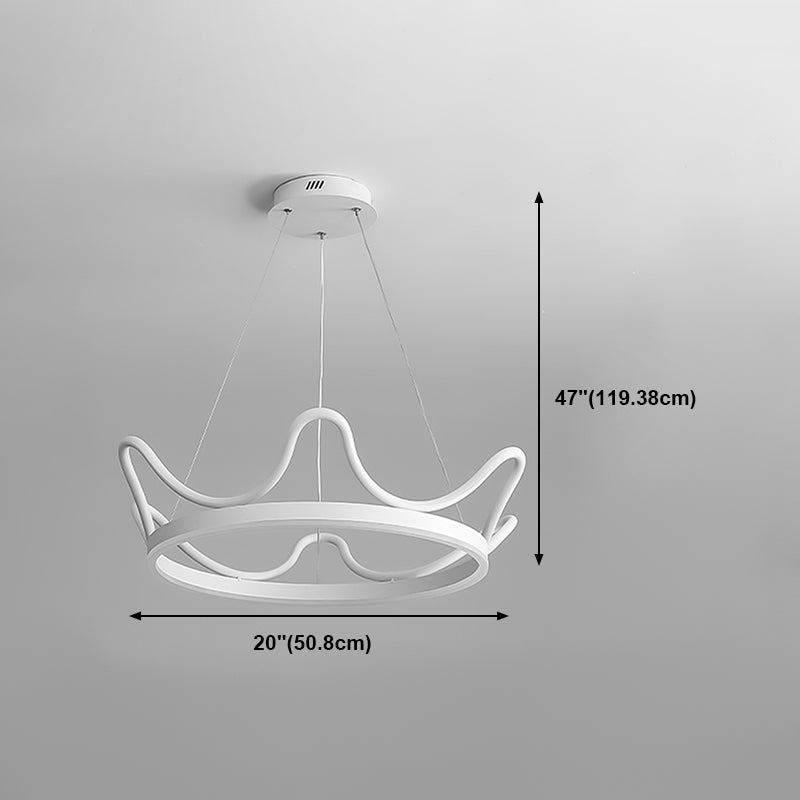 Contemporary Crown Shape Pendant Chandeliers Metal 2 Light Pendant Lighting in White