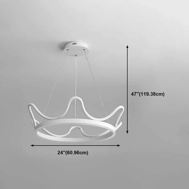 Contemporary Crown Shape Pendant Chandeliers Metal 2 Light Pendant Lighting in White