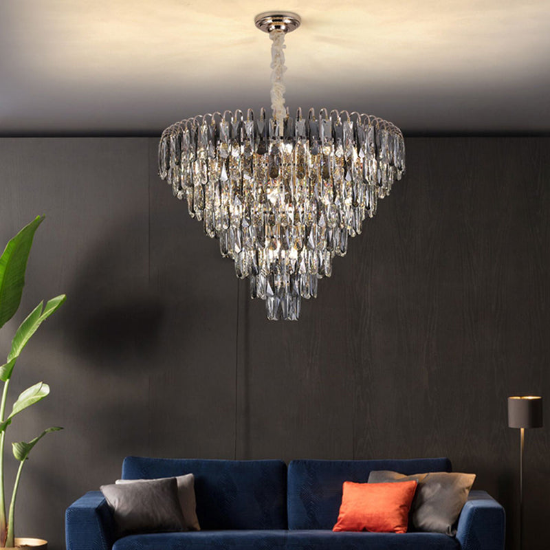 Modern Style Geometry Shape Pendant Chandeliers Crystal Chandelier Lights in Grey