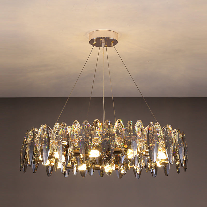 Moderne Style Radform Anhänger Kronleuchter Kristallleuchter Lichter in Grau