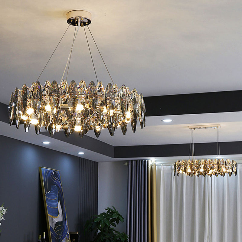 Moderne Style Radform Anhänger Kronleuchter Kristallleuchter Lichter in Grau