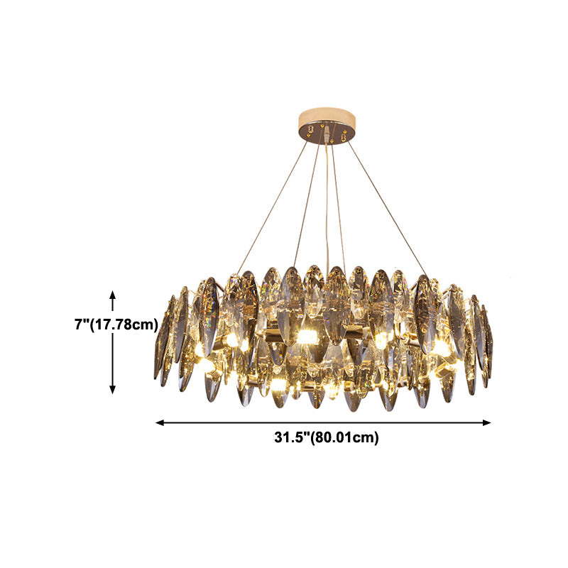 Moderne Style Radform Anhänger Kronleuchter Kristallleuchter Lichter in Grau