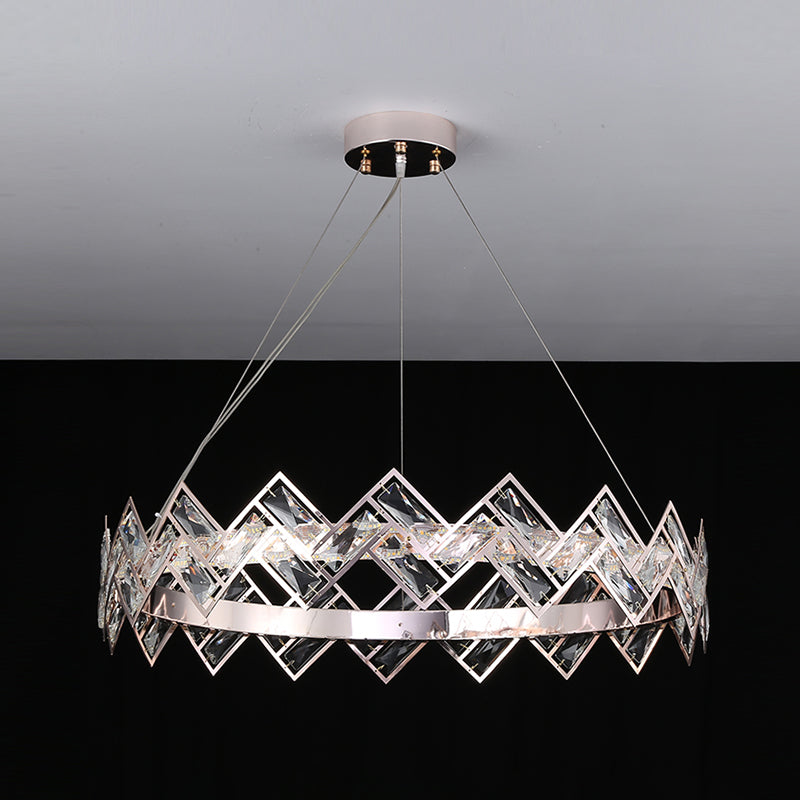 Wheel Shape Pendant Chandelier Modern Style Crystal 1 Light Chandelier Light in Silver