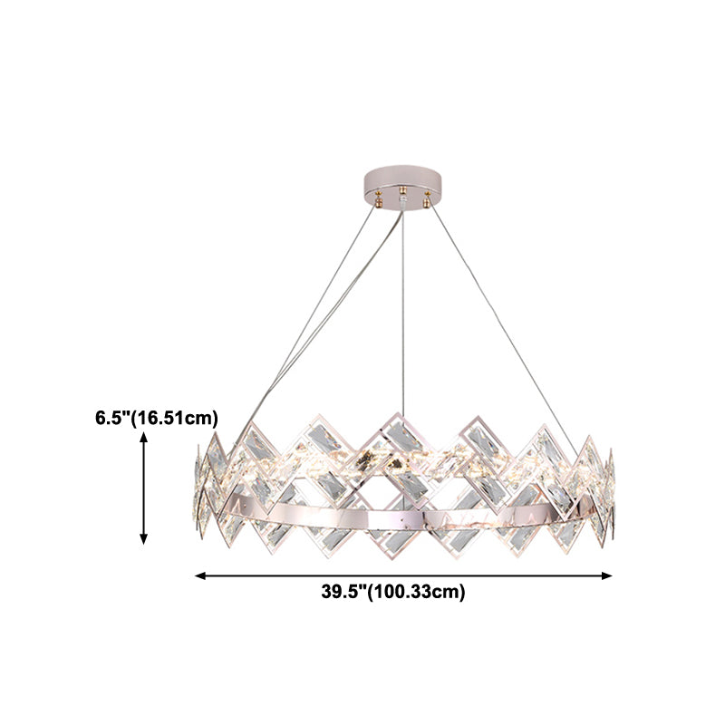 Wheel Shape Pendant Chandelier Modern Style Crystal 1 Light Chandelier Light in Silver