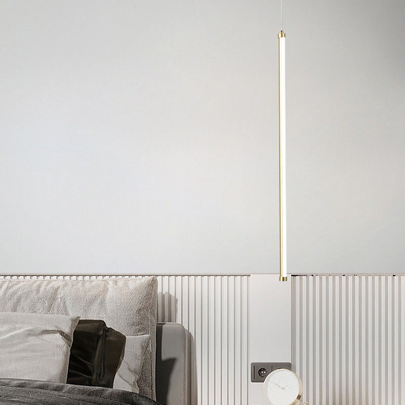 1 Light Linear Hanging Pendant Modern Style Metal Hanging Lighting for Bedside