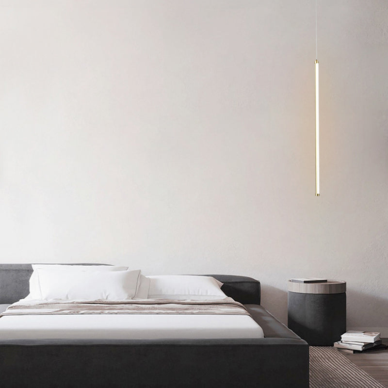 1 Light Linear Hanging Pendant Modern Style Metal Hanging Lighting for Bedside
