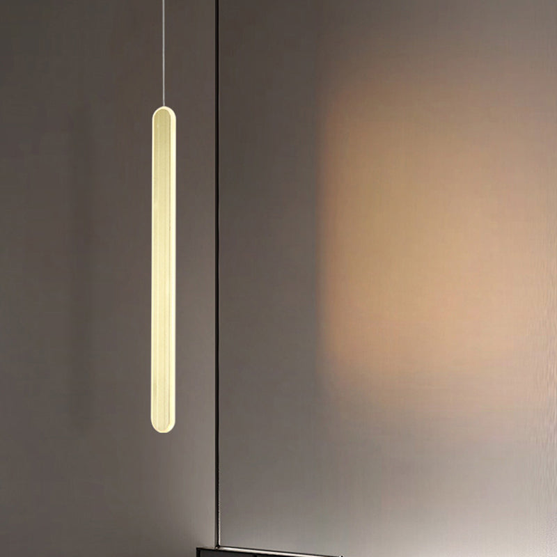 1 Light Linear Hanging Pendant Modern Style Metal Hanging Lighting for Living Room