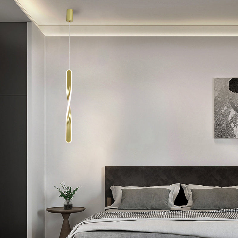 1 Light Linear Hanging Pendant Modern Style Metal Hanging Lighting for Living Room