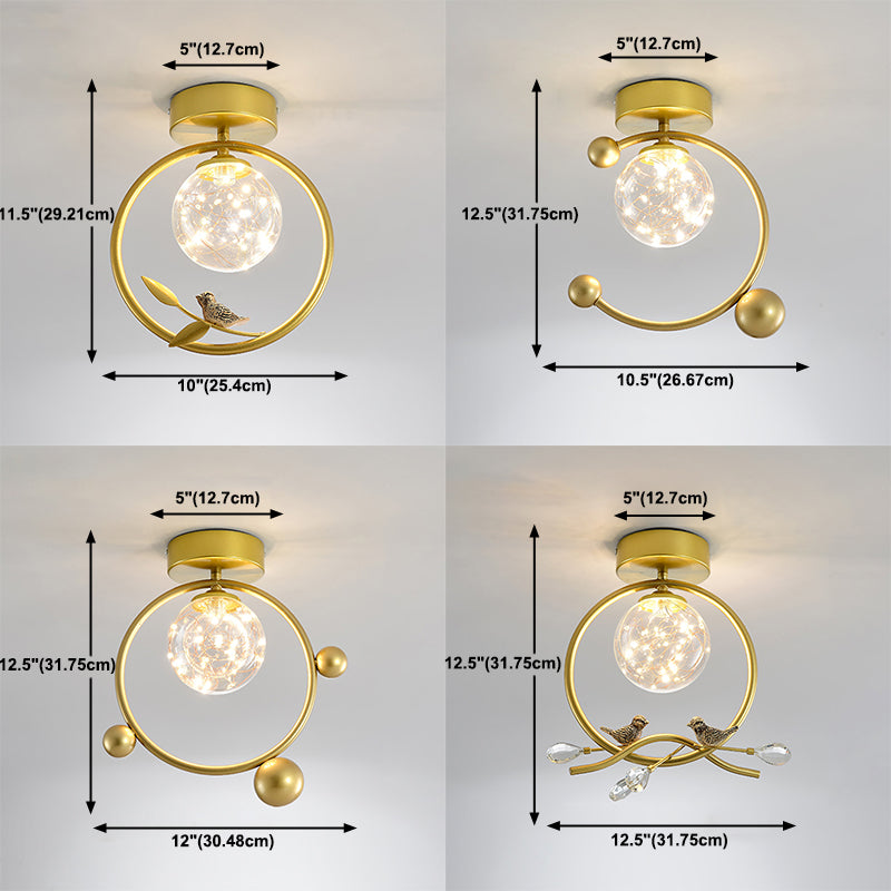 Nordic Starry Glass Ball Ceiling Light LED Flush Mount Light for Hallway