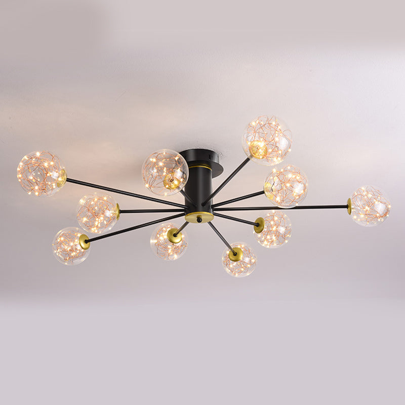 Plafonnier Spoutnik en verre LED étoilé nordique pour chambre à coucher