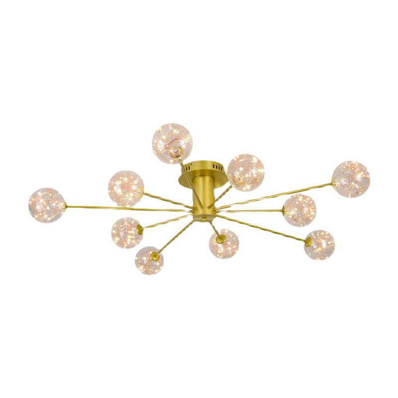 Plafonnier Spoutnik en verre LED étoilé nordique pour chambre à coucher