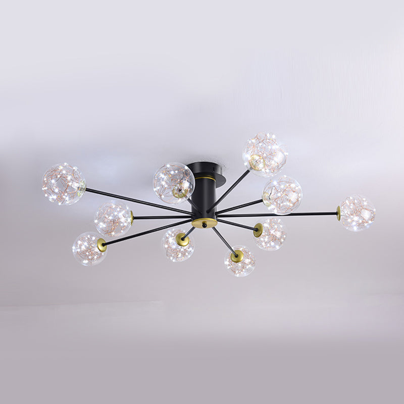 Plafonnier Spoutnik en verre LED étoilé nordique pour chambre à coucher