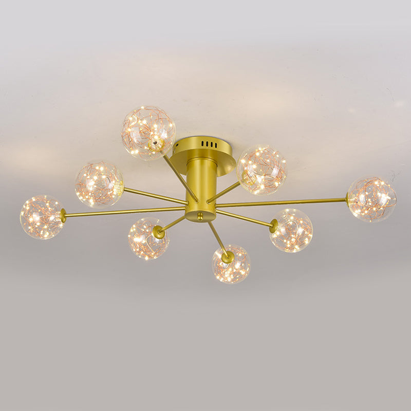 Plafonnier Spoutnik en verre LED étoilé nordique pour chambre à coucher