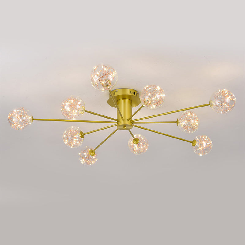Plafonnier Spoutnik en verre LED étoilé nordique pour chambre à coucher