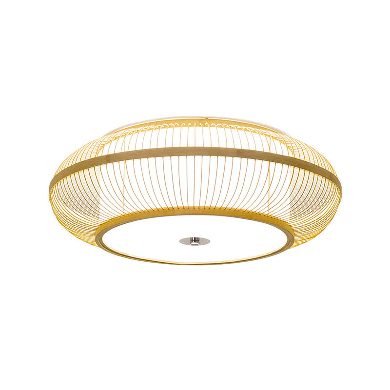 Asia Circle Flush Mount Ceiling Light Bamboo Flush Mount Lighting for Bedroom