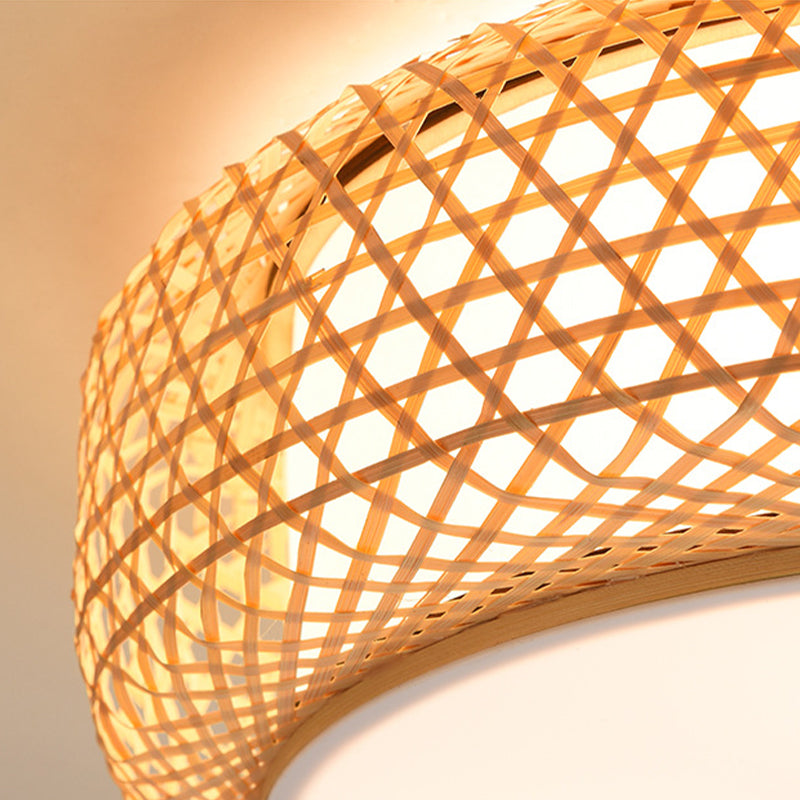 Bambus-Trommel-Deckenlampe, Deckenleuchte im asiatischen Stil für Wohnzimmer