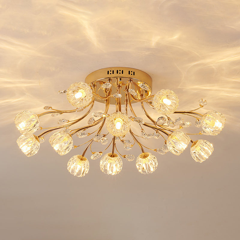 Luminaire de plafond de salon en métal de plafonnier encastré moderne avec abat-jour en verre
