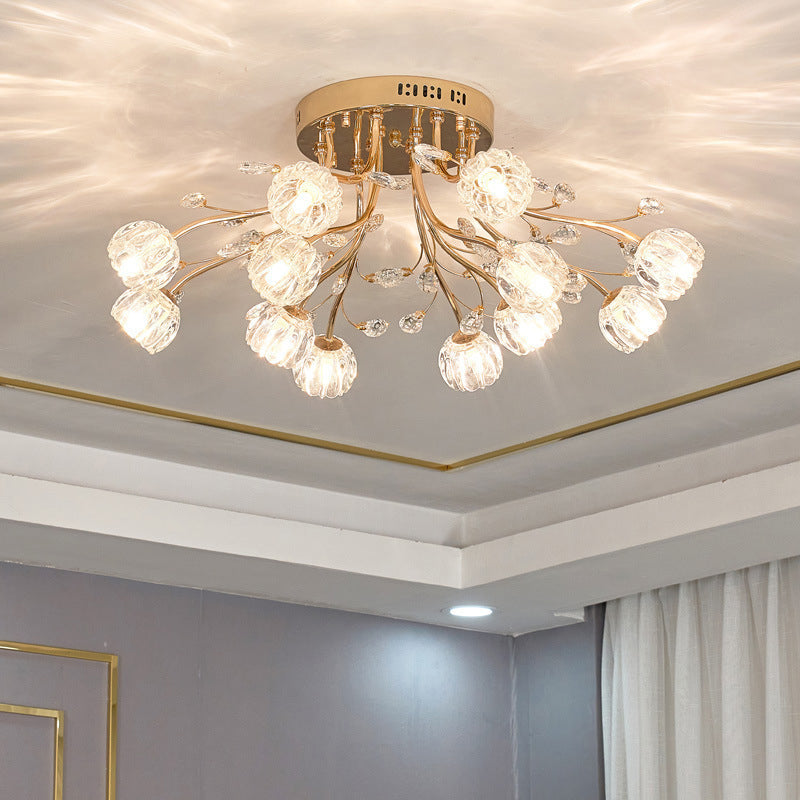 Luminaire de plafond de salon en métal de plafonnier encastré moderne avec abat-jour en verre