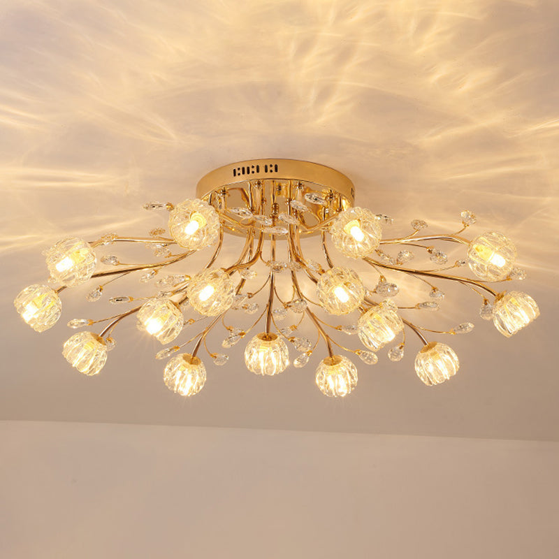 Luminaire de plafond de salon en métal de plafonnier encastré moderne avec abat-jour en verre