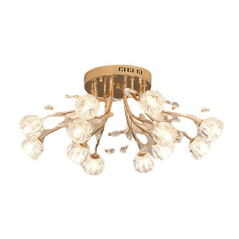Luminaire de plafond de salon en métal de plafonnier encastré moderne avec abat-jour en verre