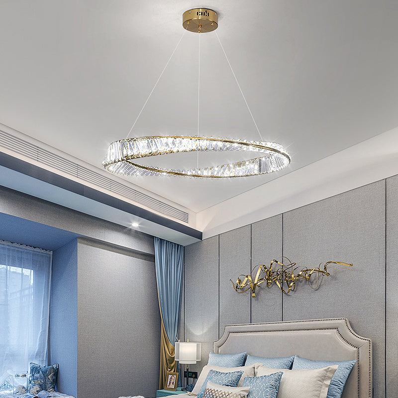 Kreis Decke Kronleuchter einfacher LED -Kronleuchterbeleuchtung mit Kristallschatten