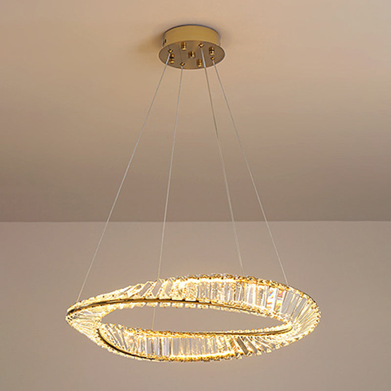 Circle Ceiling Chandelier Simple Style LED Chandelier Lighting with Crystal Shade
