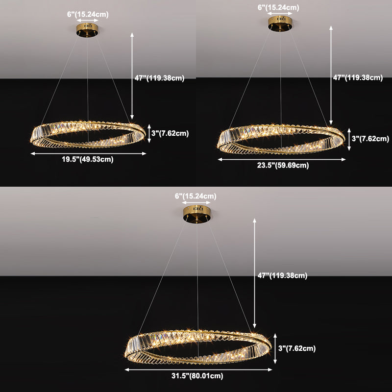 Circle Ceiling Chandelier Simple Style LED Chandelier Lighting with Crystal Shade