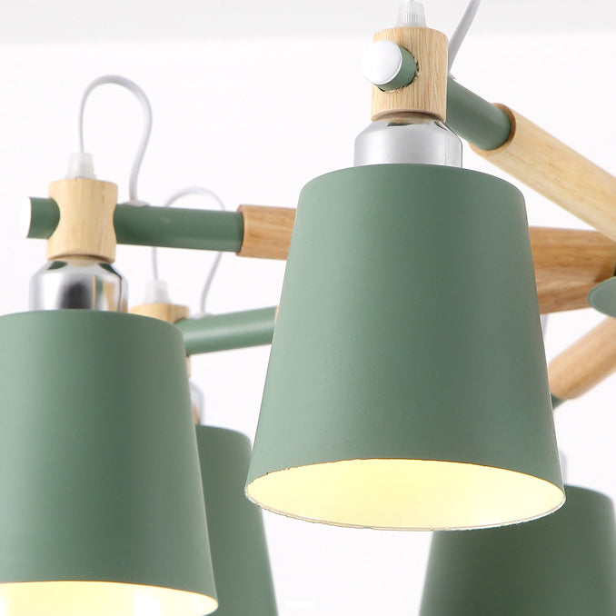 Hölzerne Kegelform Pendelleuchte Leuchte Einfacher Deckenleuchter im Wohnzimmer